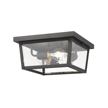 Z-Lite Beacon 3 Light Outdoor Flush Ceiling Mount Fixture, Oil Rubbed Bronze & Clear Beveled 568F-ORB